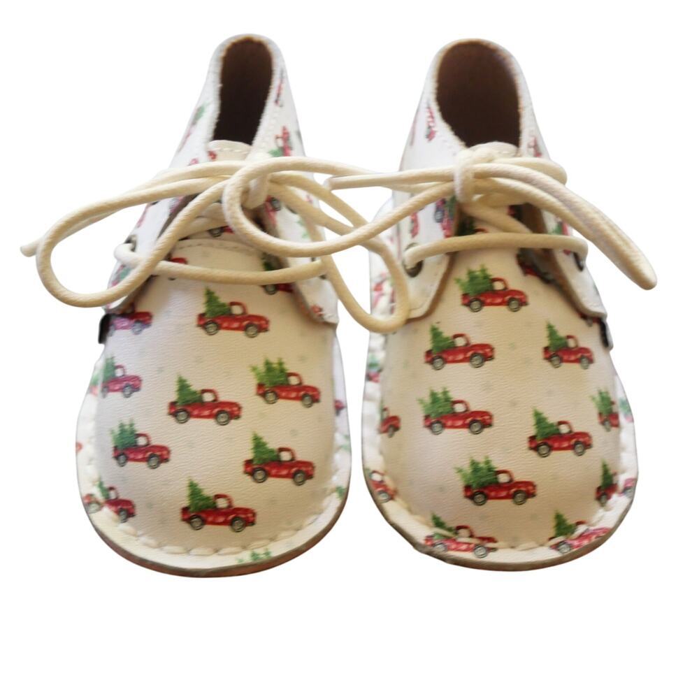 NEW Monkey Feet Mocs Boots Baby 6-12 months Red Truck Christmas Tree
